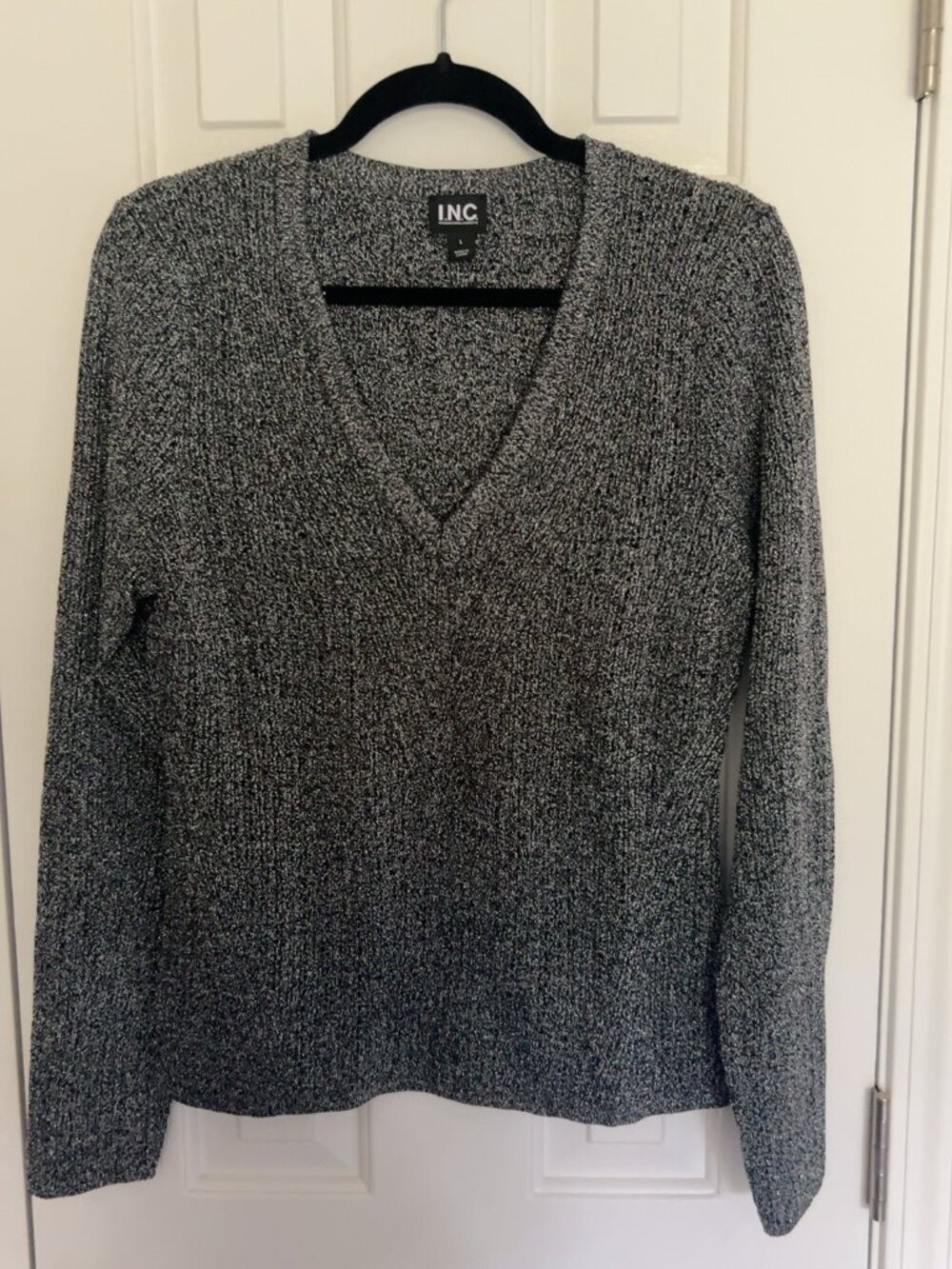 INC black marled metallic sweater -NWOT